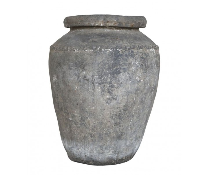 Šedá antik hliněná váza Grimaud - Ø 45*70 cm