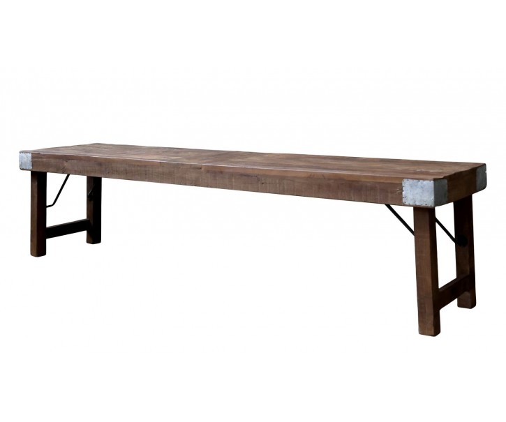 Hnědá dekorační lavice z recyklovaného dřeva Grimaud - 180*40*44 cm
