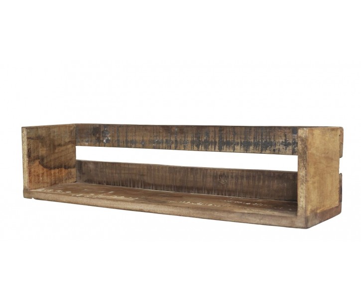Hnědá antik dřevěná polička Grimaud - 60*15*14 cm