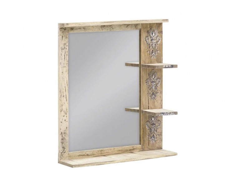 Nástěnné koupelnové dřevěné zrcadlo Alcudia - 60*15*68 cm