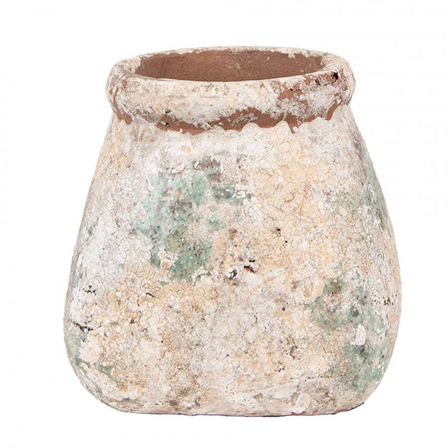 Dekorativní béžový antik terakotový květináč Teracci M - 14*14*13 cm