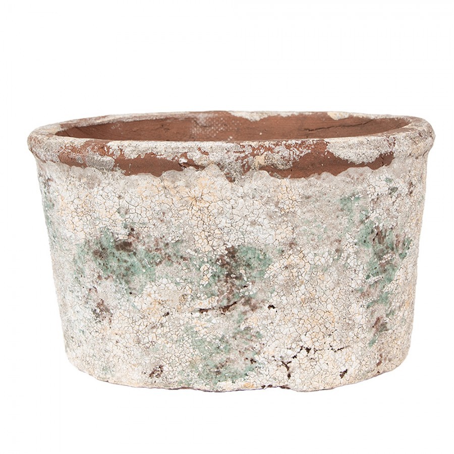 Dekorativní béžový antik terakotový květináč Teracci L - 21*13*12 cm