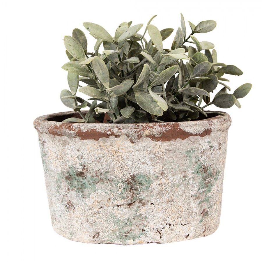 Dekorativní béžový antik terakotový květináč Teracci L - 21*13*12 cm
