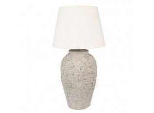 Šedá terakotová stolní lampa Teracci s béžovým stínidlem - Ø 35*68 cm
