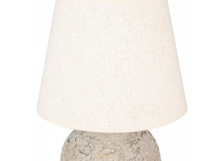 Šedá terakotová stolní lampa Teracci s béžovým stínidlem - Ø 35*68 cm