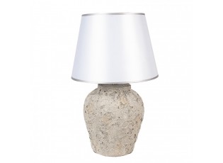 Šedá terakotová stolní lampa Teracci se stříbrným stínidlem - Ø 35*59cm