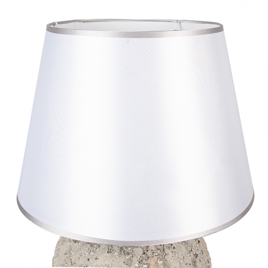 Šedá terakotová stolní lampa Teracci se stříbrným stínidlem - Ø 35*59cm