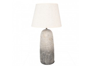 Šedá terakotová stolní lampa Teracci s béžovým stínidlem - Ø 35*70 cm