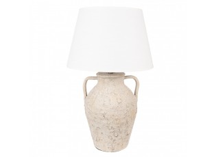 Béžová terakotová stolní lampa Teracci s bílým stínidlem - Ø 40*65 cm