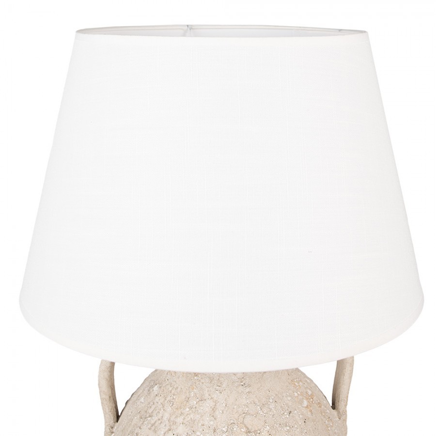Béžová terakotová stolní lampa Teracci s bílým stínidlem - Ø 40*65 cm