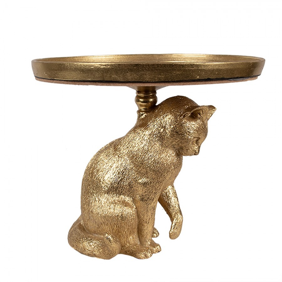Cake Stand Cat ? 20x16 Cm Gold Colored Plastic Glass - Collections