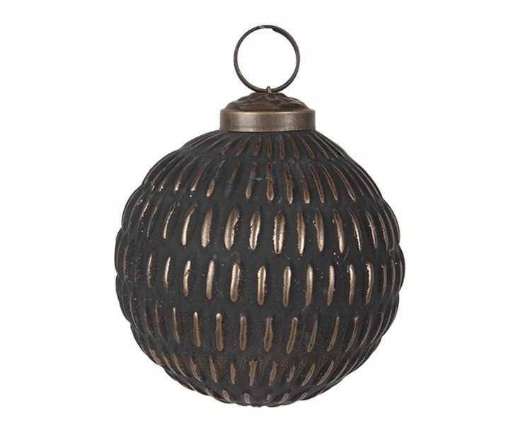 Zlatočerná skleněná vánoční ozdoba - 8*8 cm Clayre & Eef