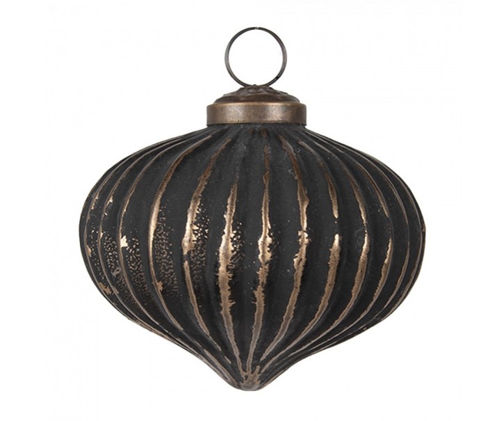 Zlatočerná skleněná vánoční ozdoba Aurora Noir - 8*8 cm Clayre & Eef