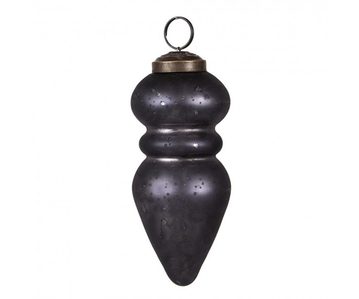 Christmas Bauble ? 5x11 Cm Black Glass Christmas Tree Decorations - 5,00 cm Clayre & Eef