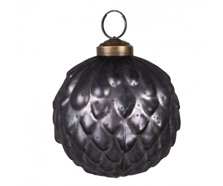 Tmavě fialová skleněná vánoční ozdoba - 8*8 cm Clayre & Eef