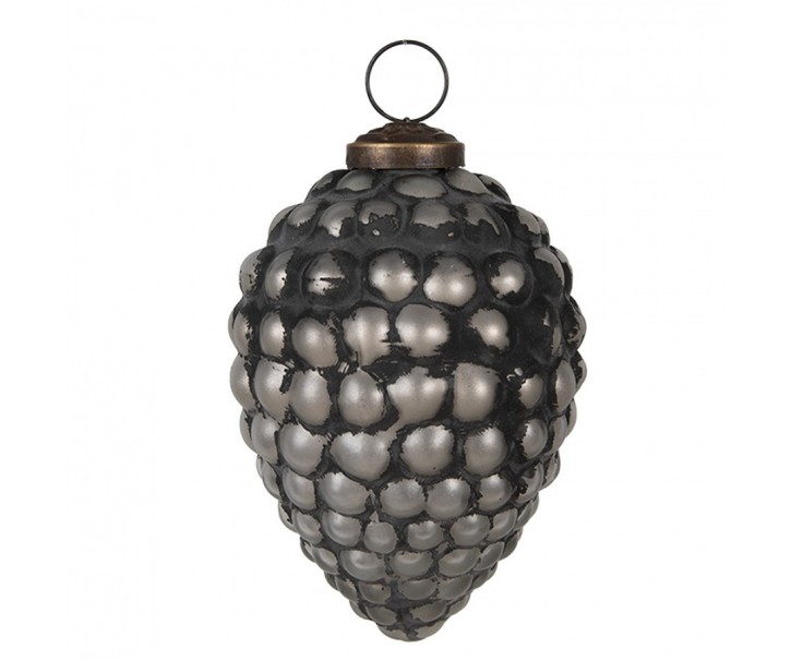 Granitová antik skleněná vánoční ozdoba šiška Noirre - Ø 8*11 cm Clayre & Eef