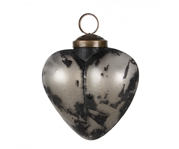 Granitová antik skleněná vánoční ozdoba srdce Noirre - 8*4*8 cm Clayre & Eef