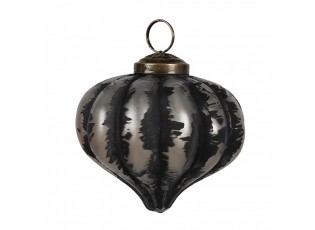 Granitová antik skleněná vánoční ozdoba baňka Noirre - Ø 8*8 cm