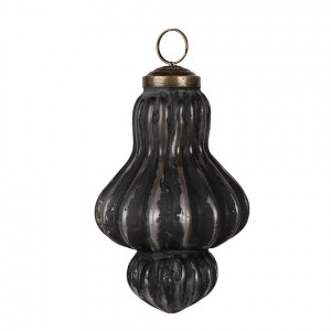 Granitová antik skleněná vánoční ozdoba stromek Noirre - Ø 7*12 cm 