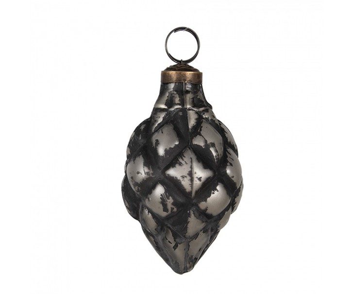 Granitová antik skleněná vánoční ozdoba šiška Noirre - Ø 6*11 cm Clayre & Eef