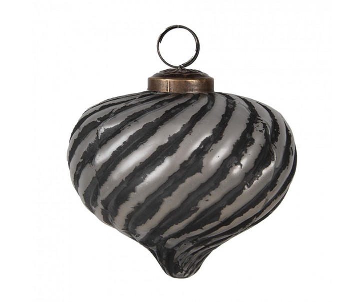 Granitová antik skleněná vánoční ozdoba baňka Noirre - Ø 10*9 cm Clayre & Eef