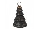 Černá antik skleněná vánoční ozdoba stromeček - 6*9 cm Clayre & Eef