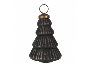 Černá antik skleněná vánoční ozdoba stromeček - 6*9 cm