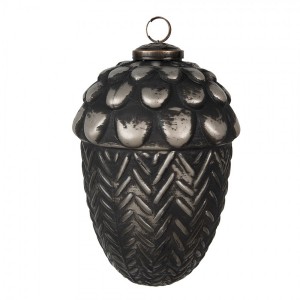 Granitová antik skleněná vánoční ozdoba žalud Noirre - 10*15 cm