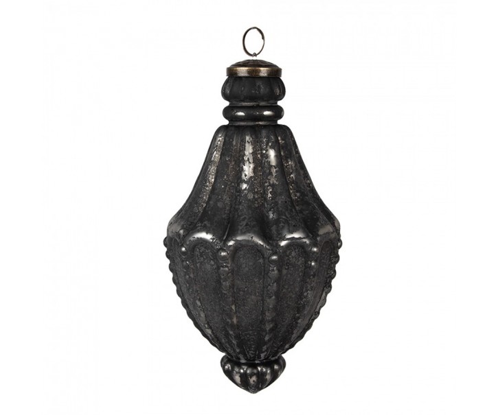 Christmas Bauble ? 11x22 Cm Black Glass Christmas Tree Decorations - 11,00 cm Clayre & Eef