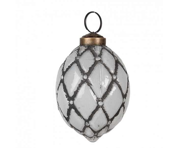 Christmas Bauble ? 6x8 Cm Grey Christmas Tree Decorations - 6,00 cm Clayre & Eef