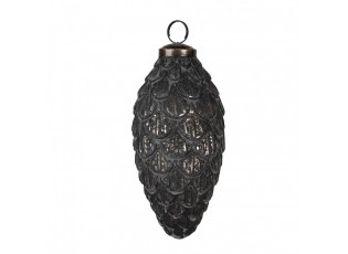 Christmas Bauble ? 7x15 Cm Silver Colored Black Glass Christmas Tree Decorations - 7,00 cm