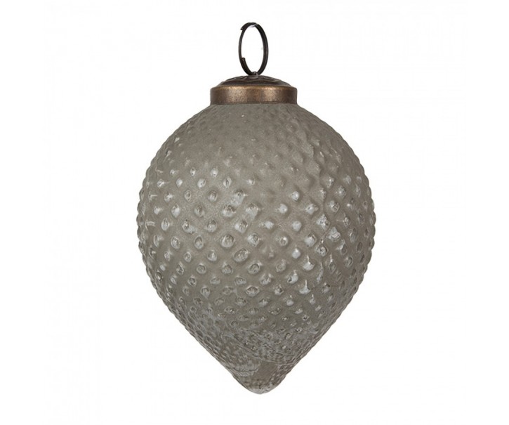 Christmas Bauble ? 8x10 Cm Grey Glass Christmas Tree Decorations - 8,00 cm Clayre & Eef
