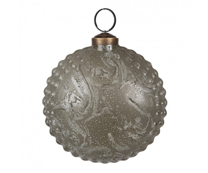 Christmas Bauble ? 10x5x10 Cm Grey Glass Christmas Tree Decorations - 10*5*10 cm Clayre & Eef