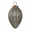 Světle šedá vroubkovaná skleněná vánoční ozdoba - Ø 7*11 cm