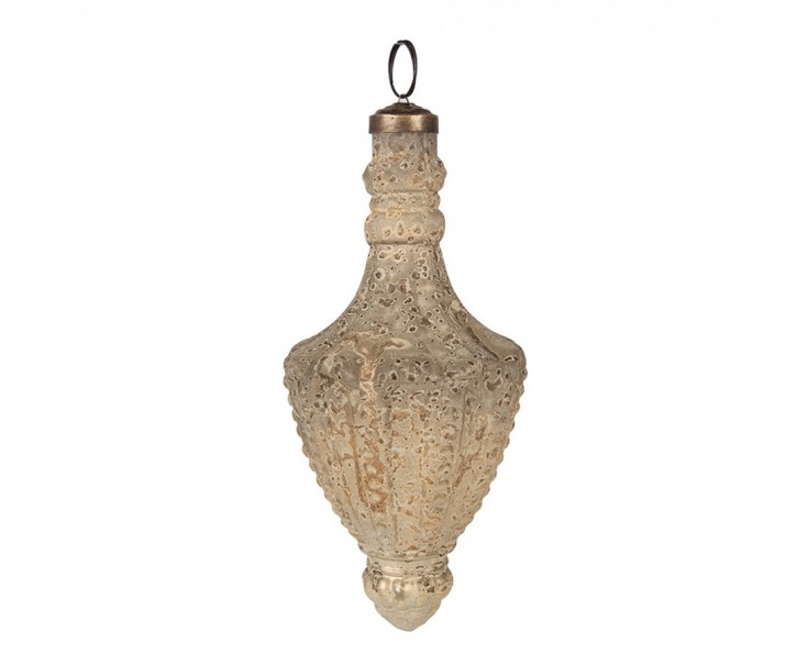Christmas Bauble ? 7x17 Cm Beige Glass Christmas Tree Decorations - 7,00 cm Clayre & Eef