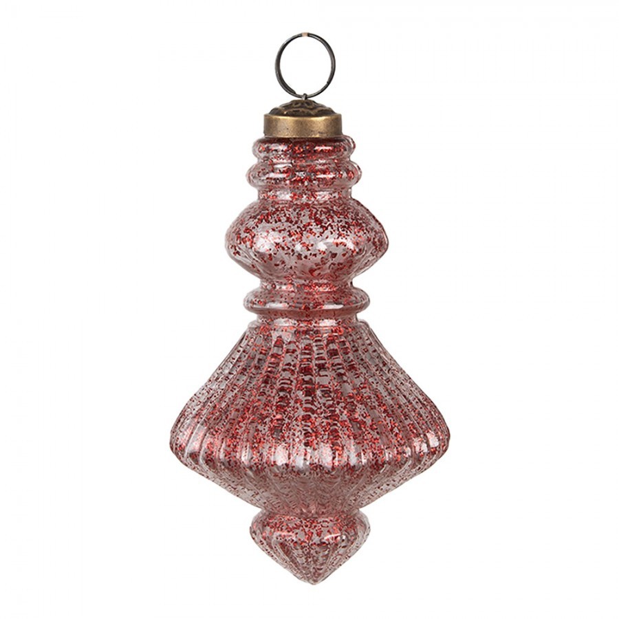 Christmas Bauble Set of 4 ? 8x15 cm Red Glass Christmas Tree Decorations - 8,00 cm