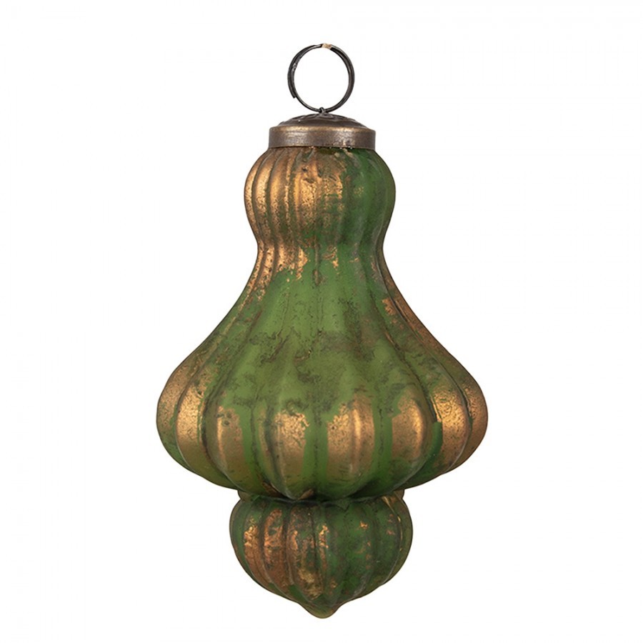 Christmas Bauble Set Of 4 ? 9/8 Cm Brown Green Glass Christmas Tree Decorations - (4) ? 8*15 cm