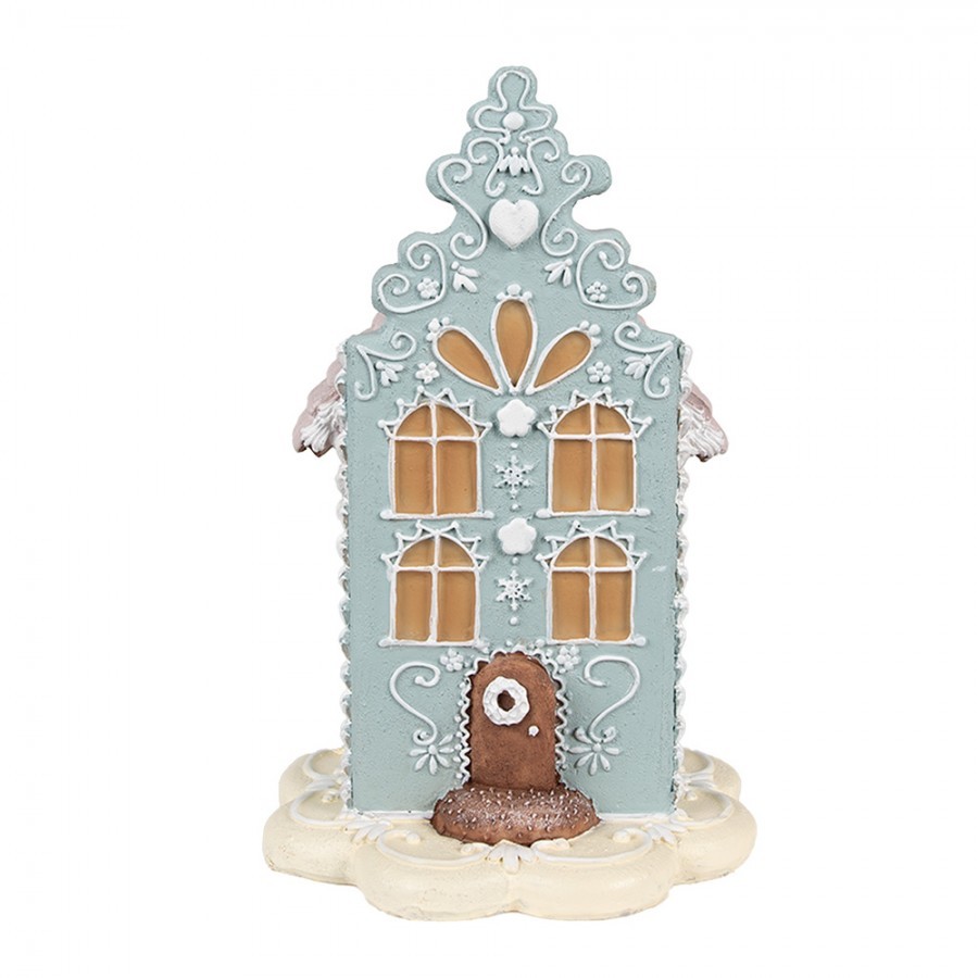 Modrá vánoční perníková chaloupka Gingerbread House - 13*13*20 cm 