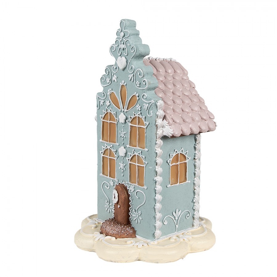 Modrá vánoční perníková chaloupka Gingerbread House - 13*13*20 cm 