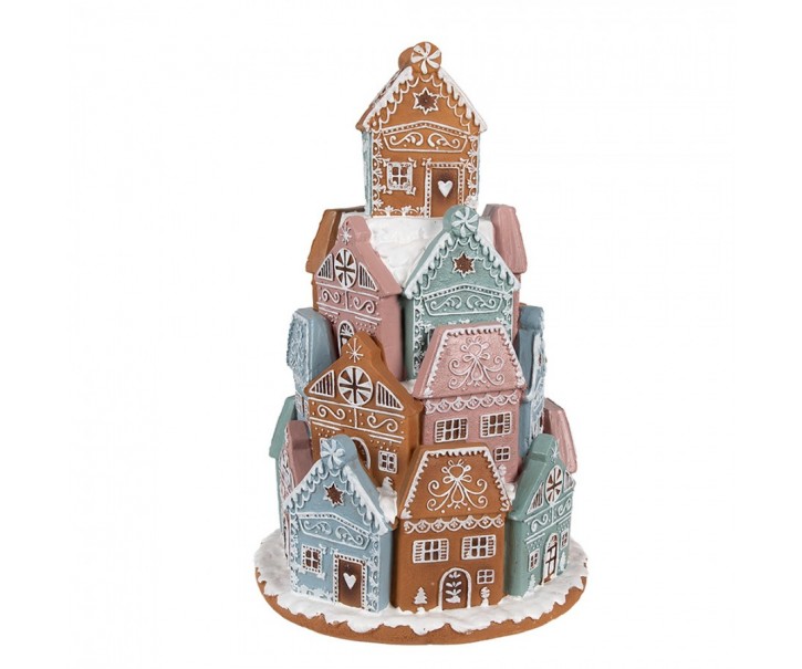 Svítící perníková věž z barevných chaloupek Gingerbread House - Ø 19*28 cm / 3*AAA