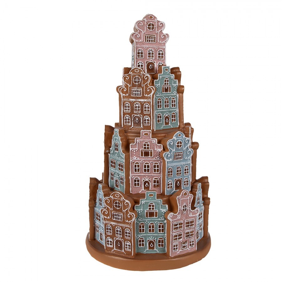Svítící perníková věž z barevných chaloupek Gingerbread House - Ø 18*33 cm / 3*AAA