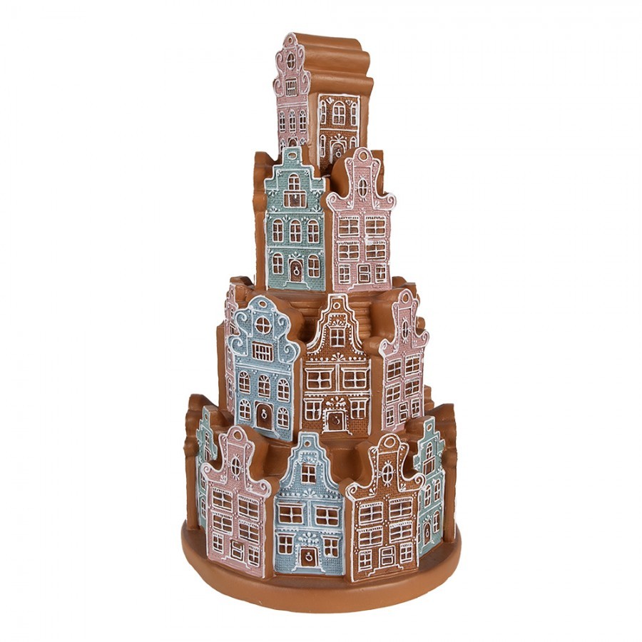 Svítící perníková věž z barevných chaloupek Gingerbread House - Ø 18*33 cm / 3*AAA