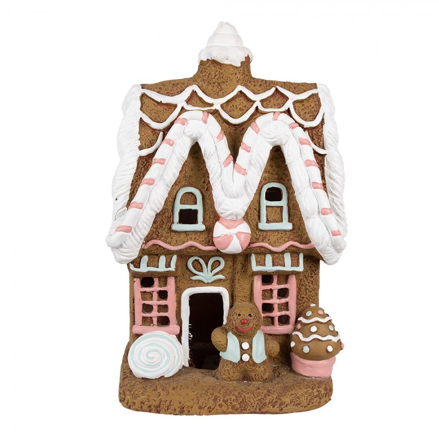 Vánoční perníková chaloupka s Led světýlky Gingerbread House - 22*18*39 cm Clayre & Eef