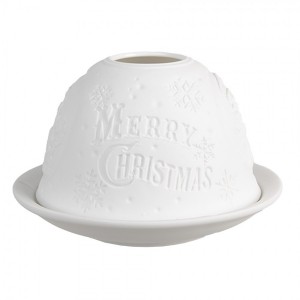 Bílý porcelánový svícen na čajovou svíčku se Santou Paollo - Ø 12 * 8 cm