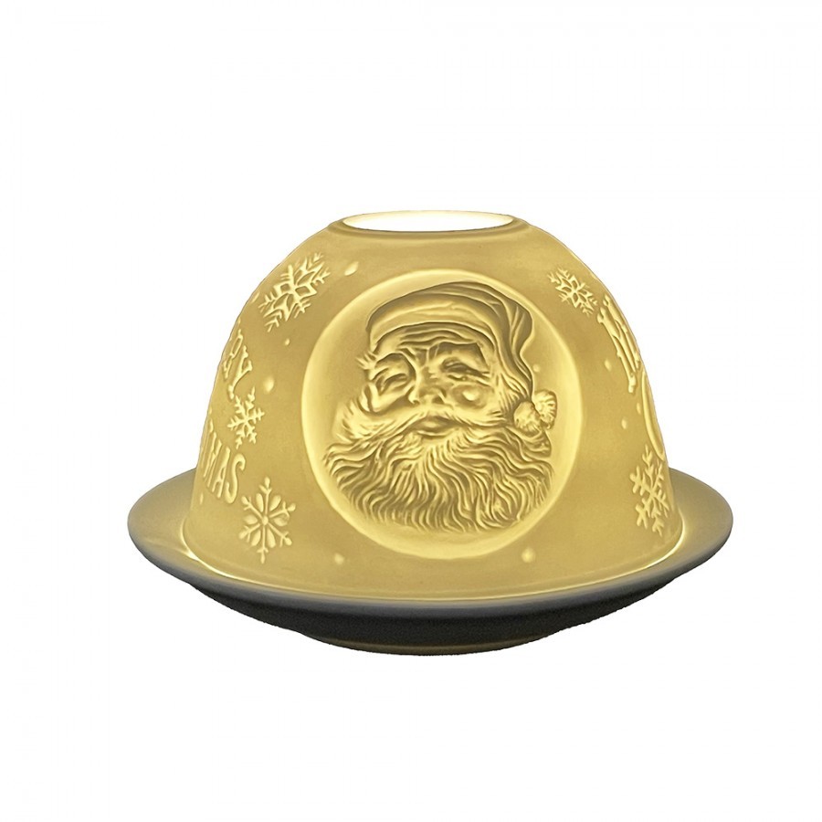Bílý porcelánový svícen na čajovou svíčku se Santou Paollo - Ø 12 * 8 cm