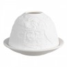 Bílý porcelánový svícen na čajovou svíčku s pejsky na louce Paollo - Ø 12 * 8 cm