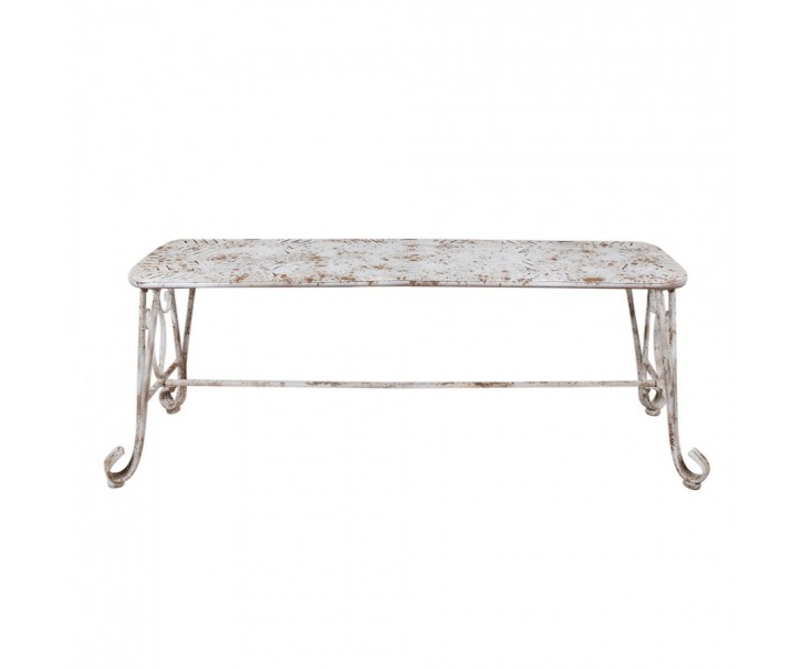 Bílá antik kovová zahradní lavička French - 117*37*42 cm