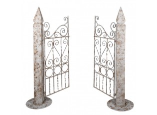Bílá antik zahradní kovová brána vrata French - 163*40*157 cm