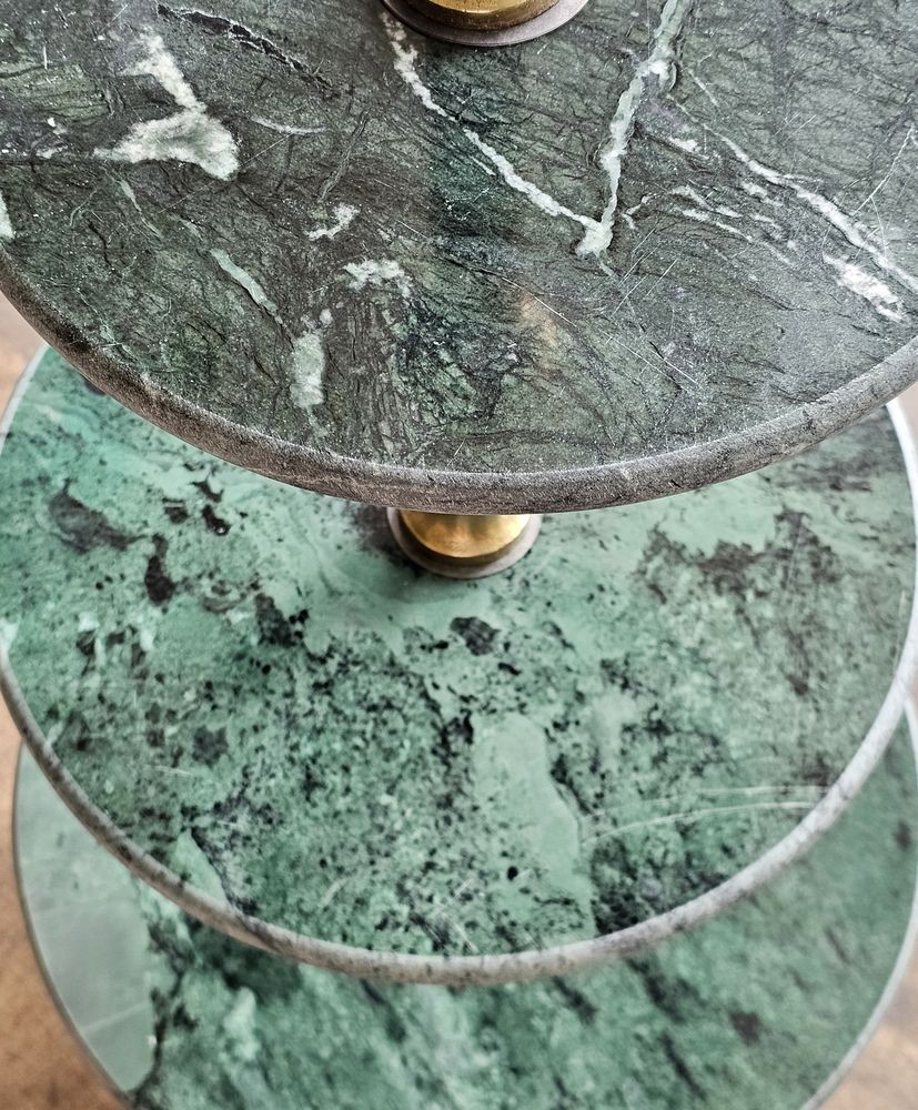 3 patrový etažér se zelenými mramorovými tácy Vermentino - Ø 51*100 cm