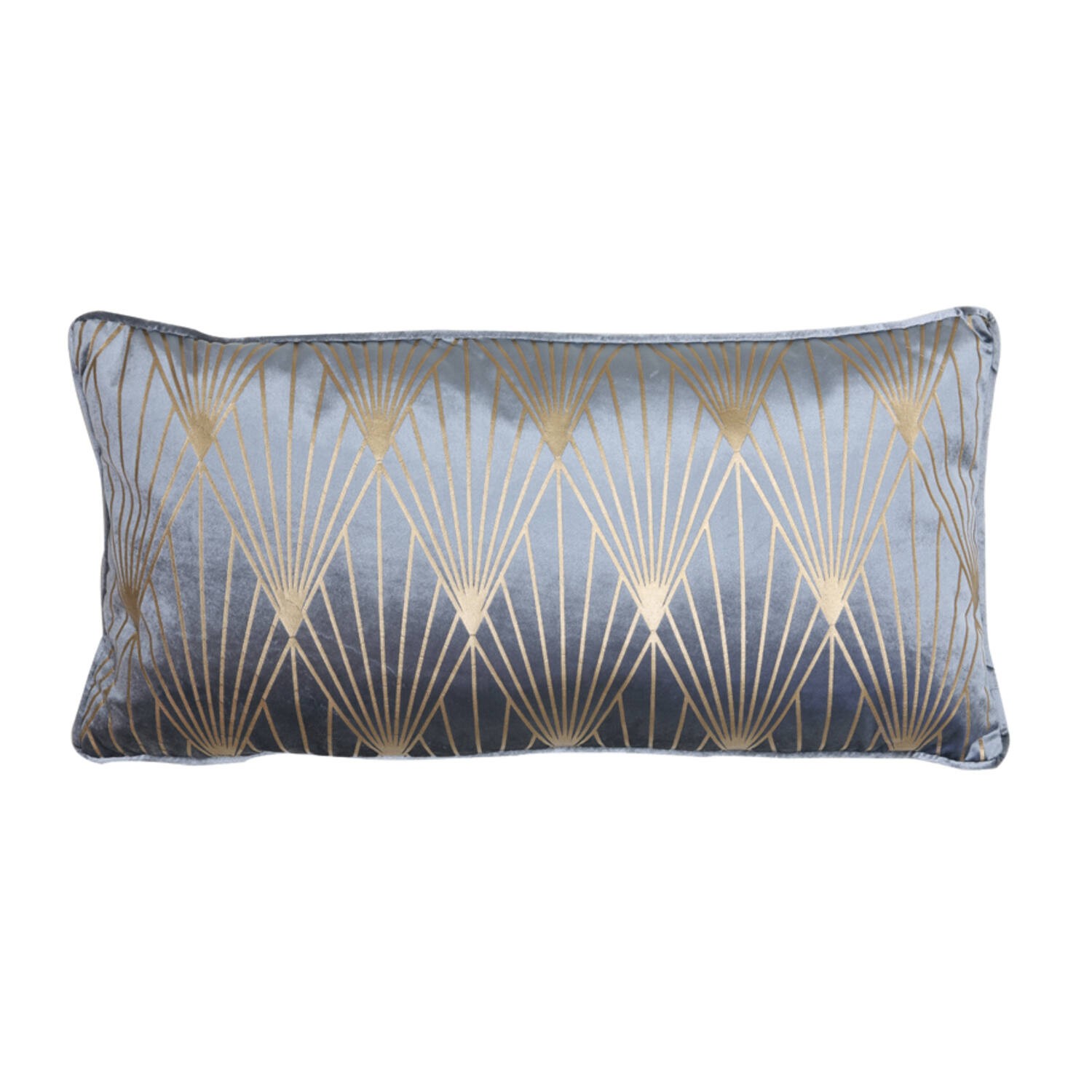 Modrý sametový polštář se zlatými ornamenty Janise - 60*30 cm